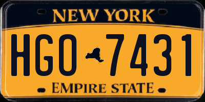 NY license plate HGO7431