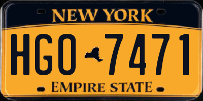 NY license plate HGO7471