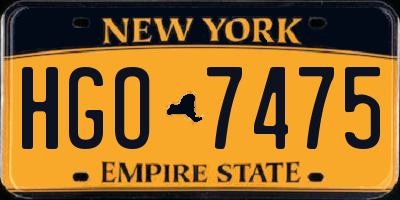 NY license plate HGO7475