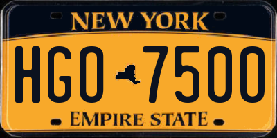 NY license plate HGO7500