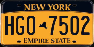 NY license plate HGO7502