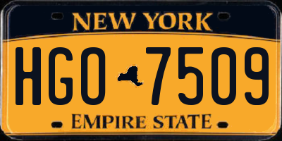 NY license plate HGO7509