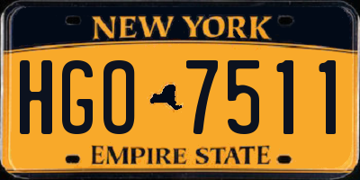 NY license plate HGO7511