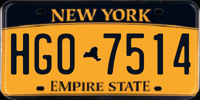 NY license plate HGO7514