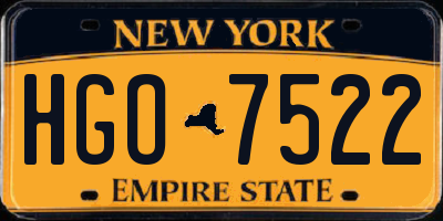 NY license plate HGO7522