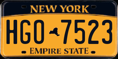 NY license plate HGO7523