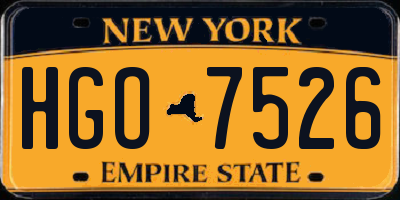 NY license plate HGO7526