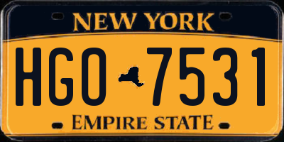 NY license plate HGO7531