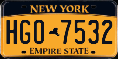 NY license plate HGO7532