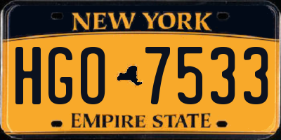 NY license plate HGO7533