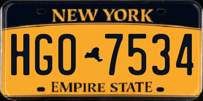 NY license plate HGO7534