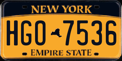 NY license plate HGO7536