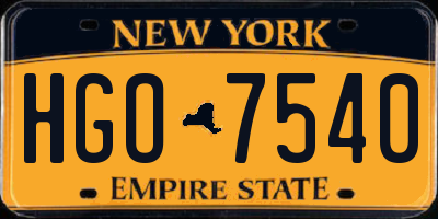 NY license plate HGO7540