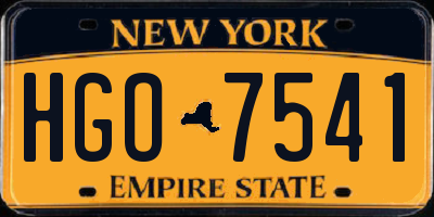 NY license plate HGO7541