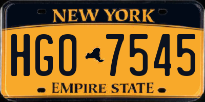 NY license plate HGO7545