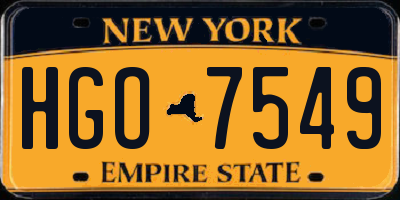 NY license plate HGO7549