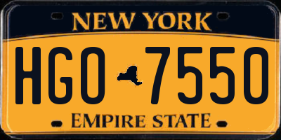 NY license plate HGO7550