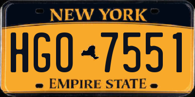 NY license plate HGO7551