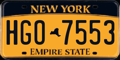 NY license plate HGO7553