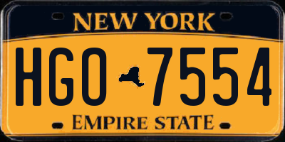 NY license plate HGO7554