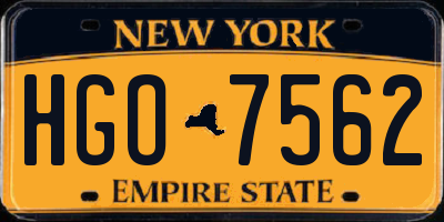 NY license plate HGO7562