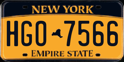 NY license plate HGO7566