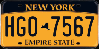 NY license plate HGO7567