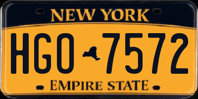 NY license plate HGO7572