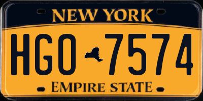 NY license plate HGO7574