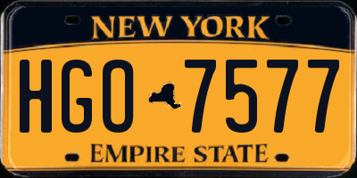 NY license plate HGO7577