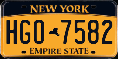 NY license plate HGO7582