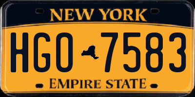 NY license plate HGO7583