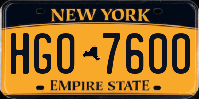 NY license plate HGO7600