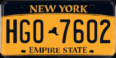 NY license plate HGO7602