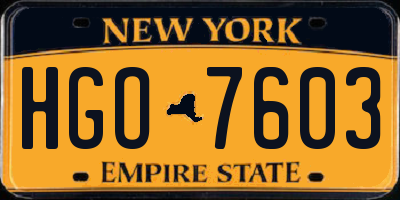 NY license plate HGO7603