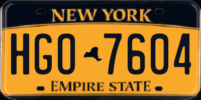 NY license plate HGO7604