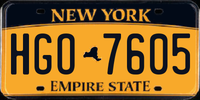 NY license plate HGO7605