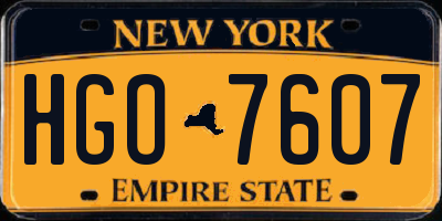 NY license plate HGO7607