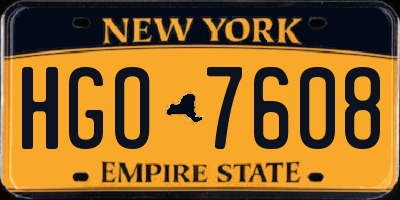 NY license plate HGO7608