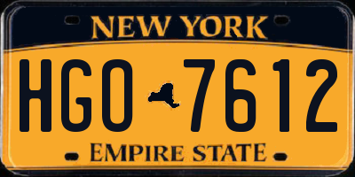 NY license plate HGO7612