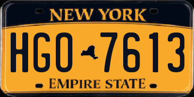 NY license plate HGO7613