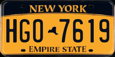 NY license plate HGO7619