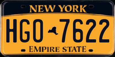 NY license plate HGO7622