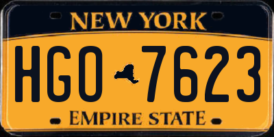 NY license plate HGO7623