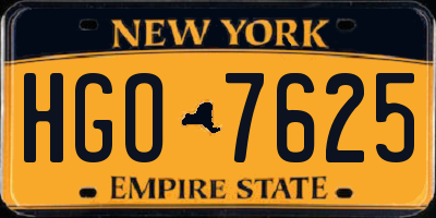 NY license plate HGO7625