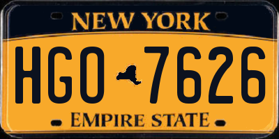 NY license plate HGO7626