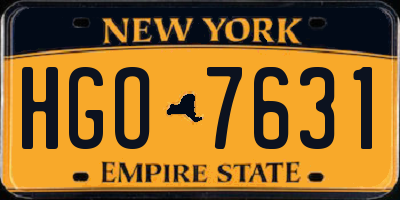 NY license plate HGO7631