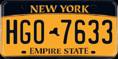 NY license plate HGO7633