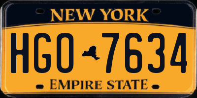 NY license plate HGO7634