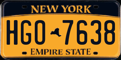 NY license plate HGO7638